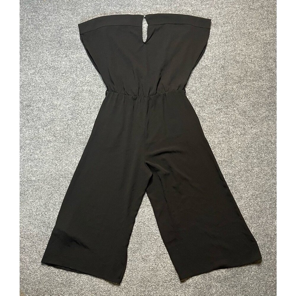 New Look Womens Jumpsuit Black Stretch Surplice Neck Cap Sleeve Long Palazzo 6 - Picture 3 of 10